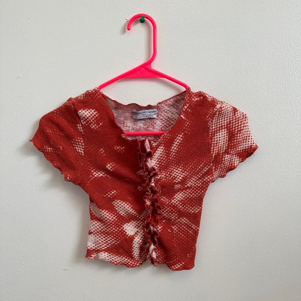 Urban Outfitters Cala Red Floral Print Ruffle Top